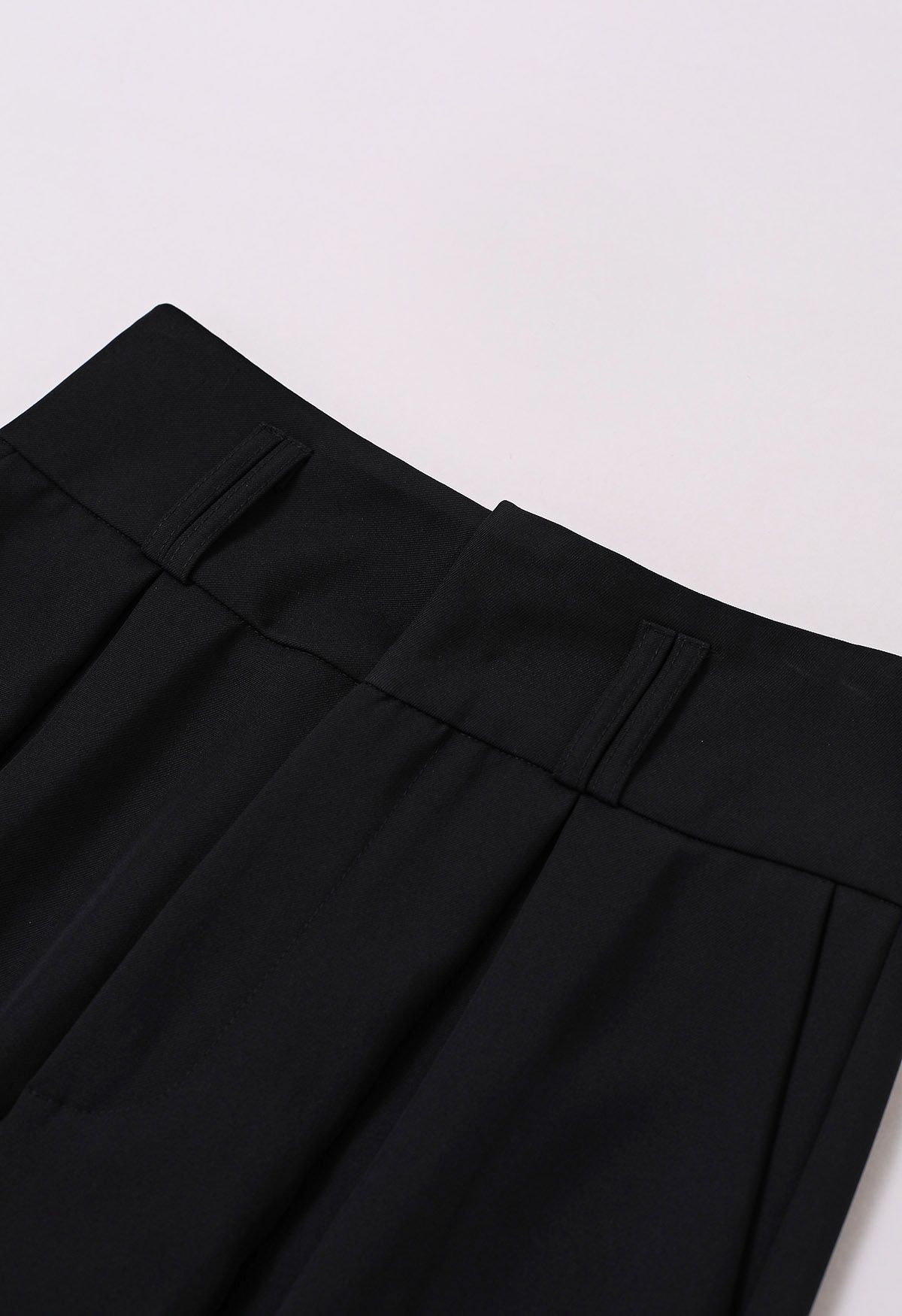 Side Pocket Wide Leg Pleated Pants in Black