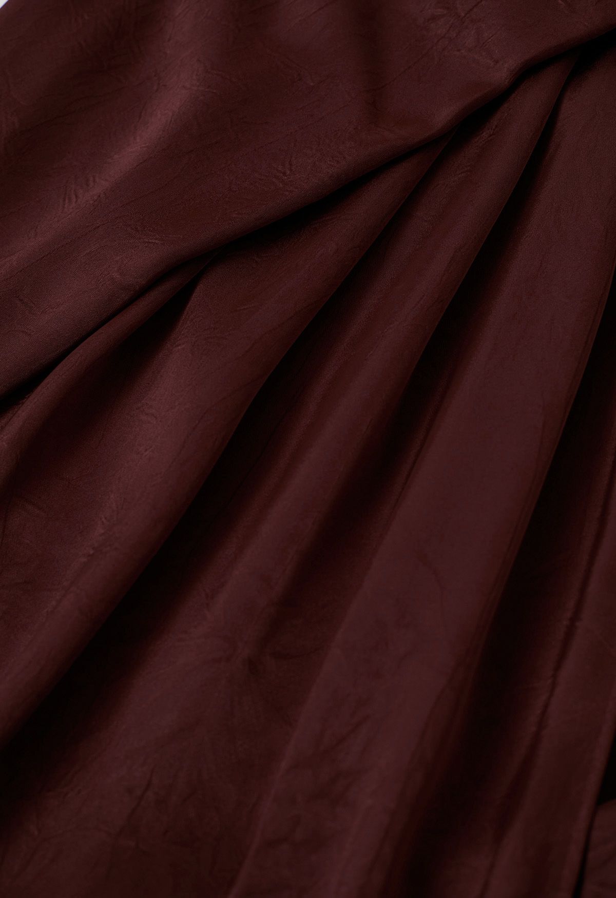 Floral Brooch Textured Satin Dress in Burgundy