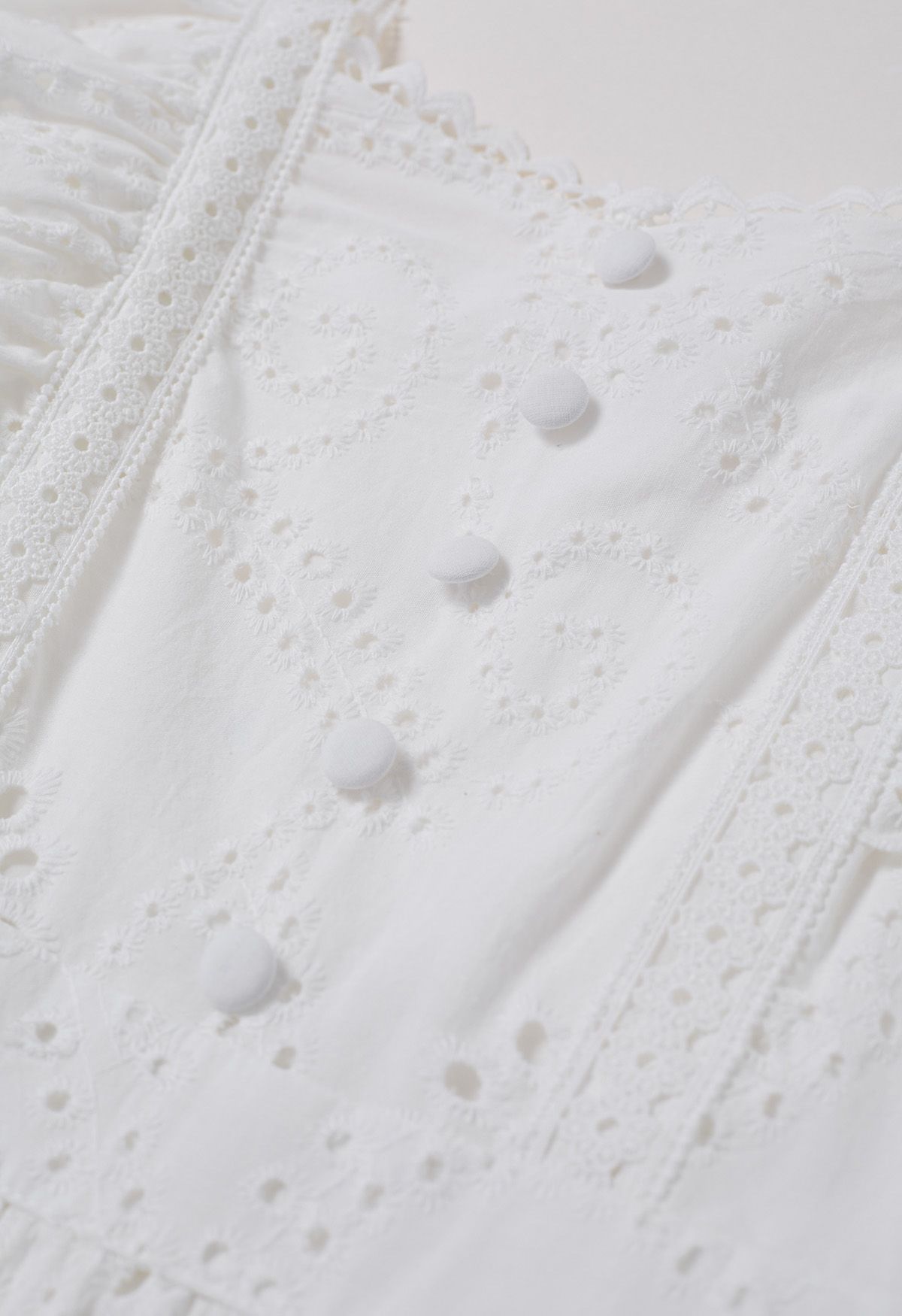 Sweetheart Neckline Eyelet Embroidery Maxi Dress in White