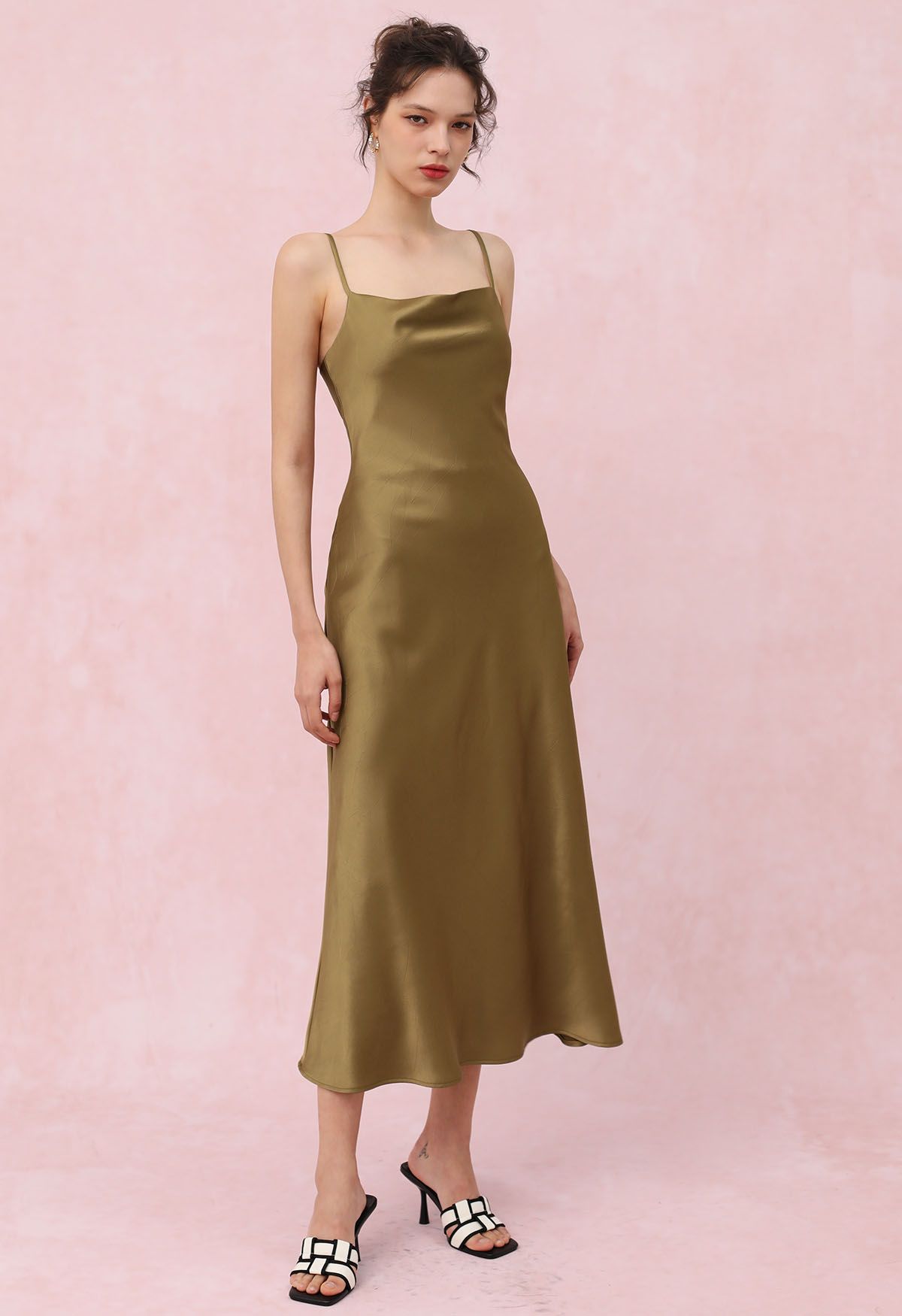 Gold satin cami dress hotsell