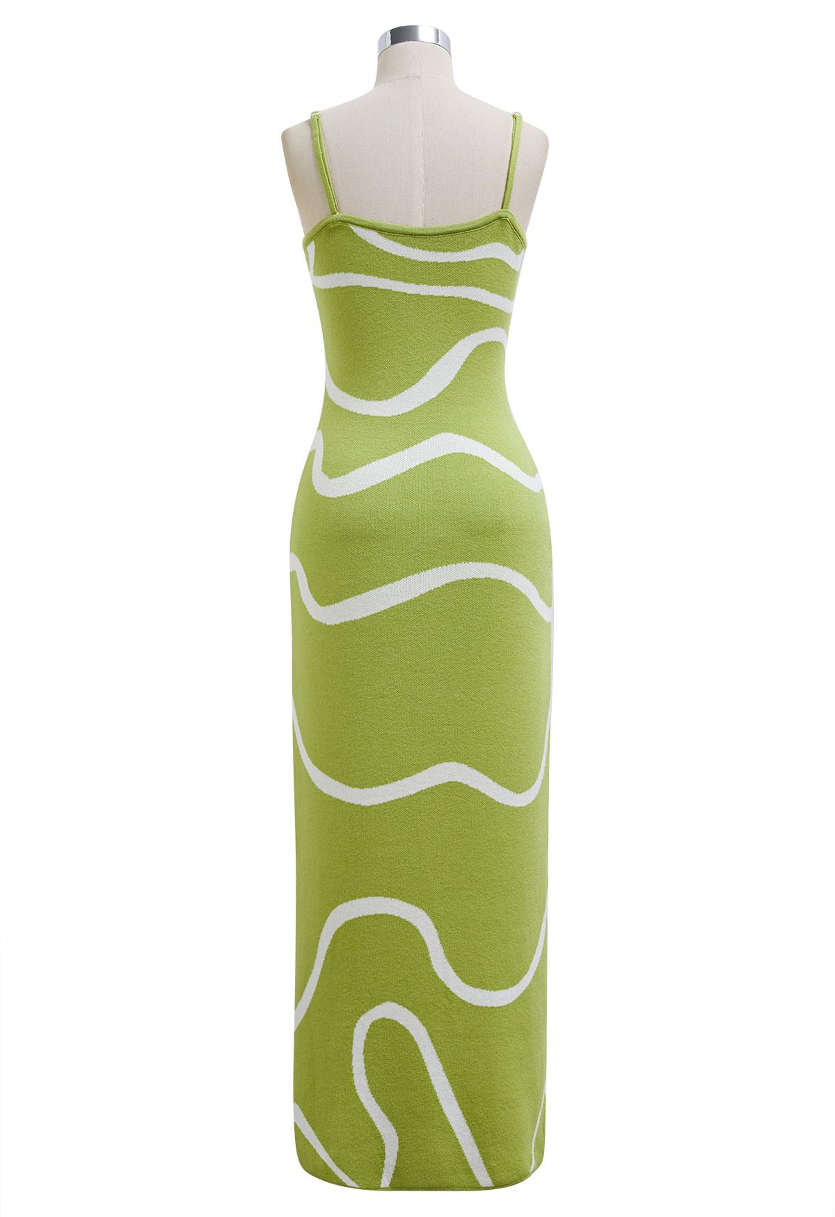 Wavy Print Knit Cami Dress in Green