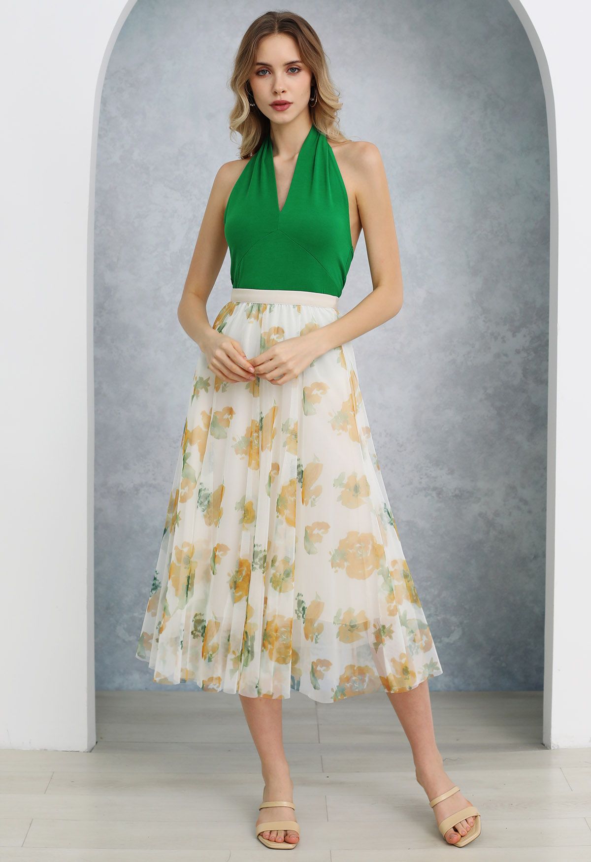 Light floral midi skirt hotsell