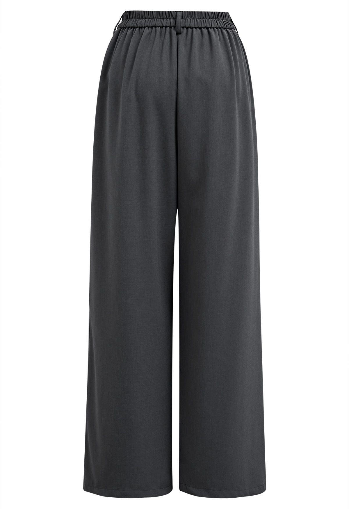 Belted Waist Pleated Palazzo Pants in Smoke