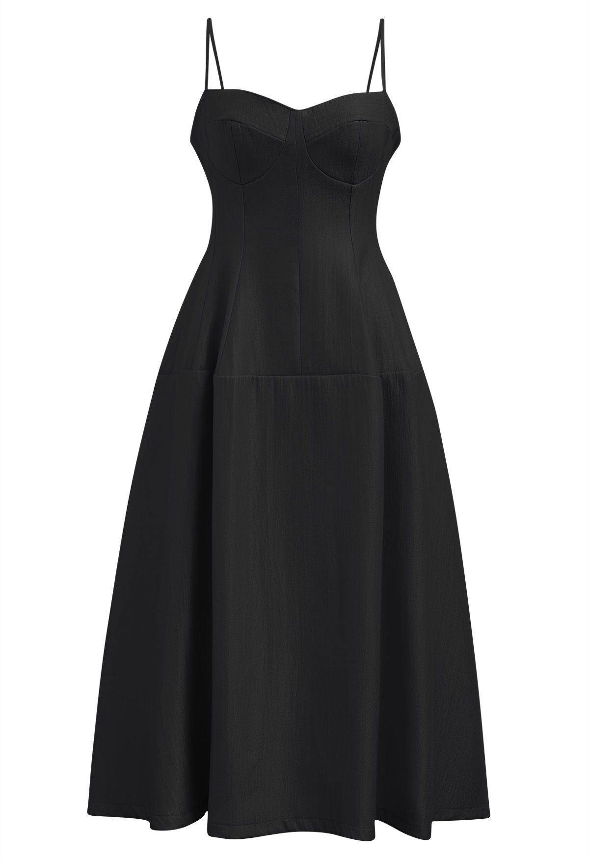 Flowy Spaghetti Strap Bustier Midi Dress in Black - Retro, Indie and Unique  Fashion