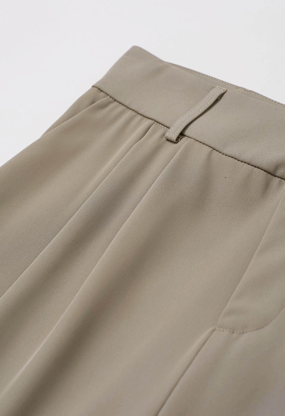 High-Waist Straight-Leg Pants in Khaki