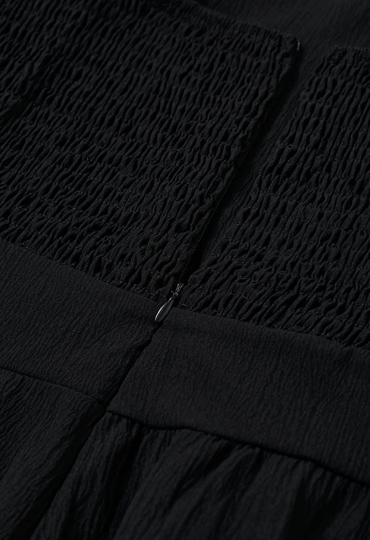 Front Tie Knot Side Pockets Jumpsuit in Black