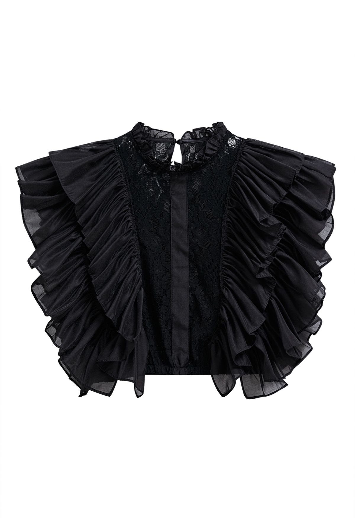 Ruffle black top on sale