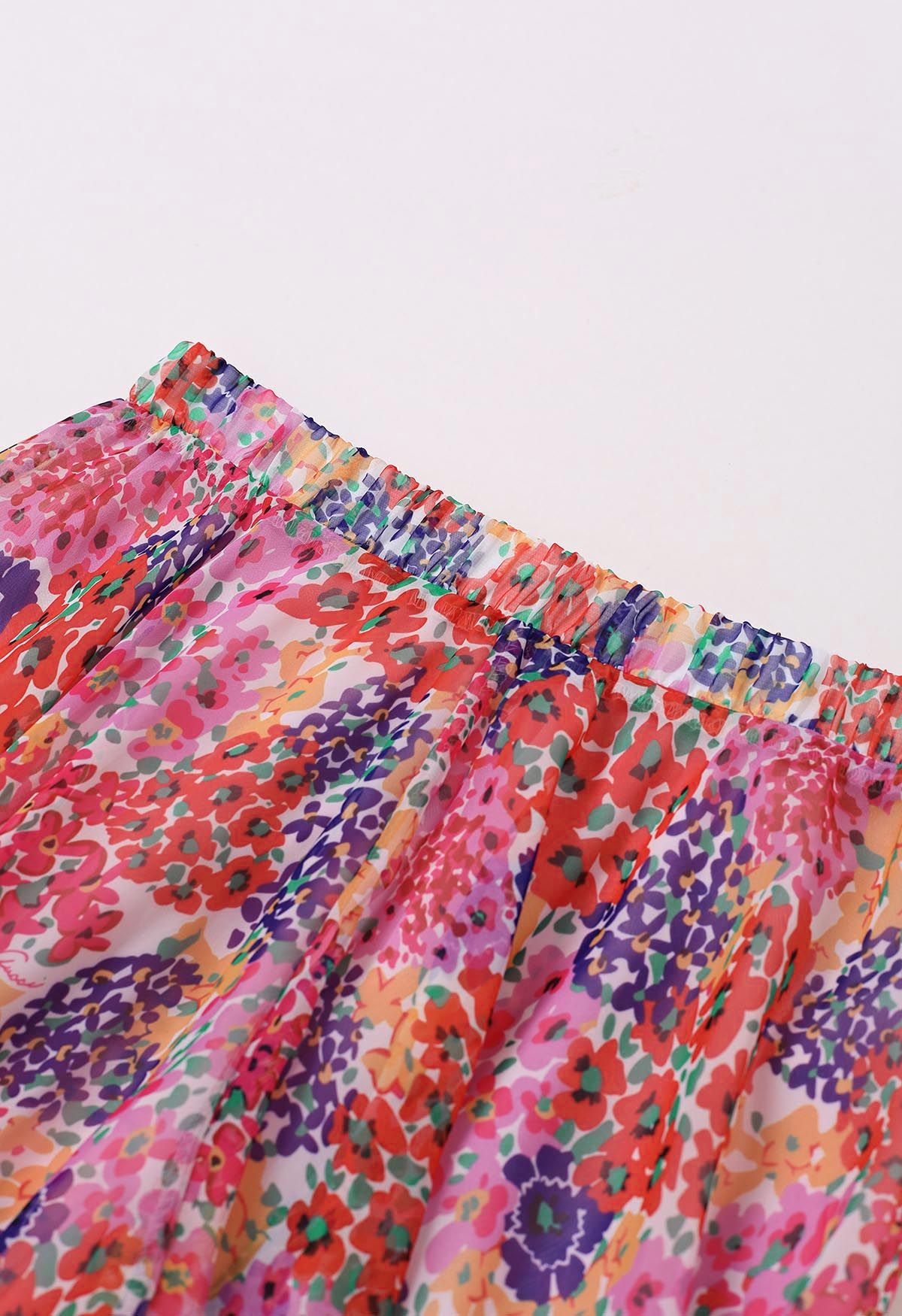 Flourishing Floral Printed Chiffon Maxi Skirt 