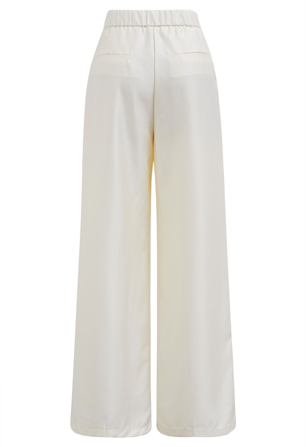 Polished Pleat Detail Straight-Leg Pants in Cream