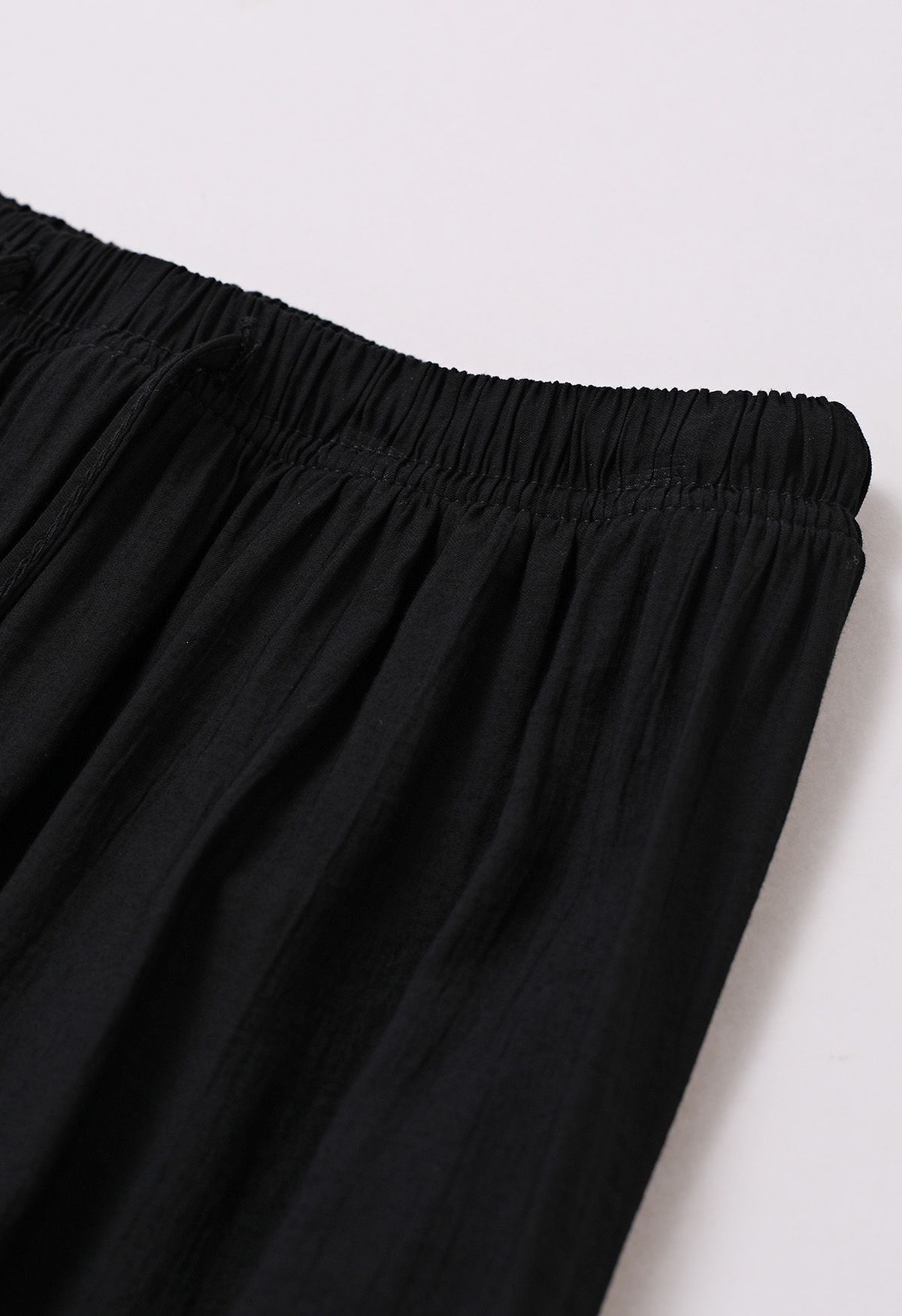 Lightweight Cotton Drawstring Pants in Black