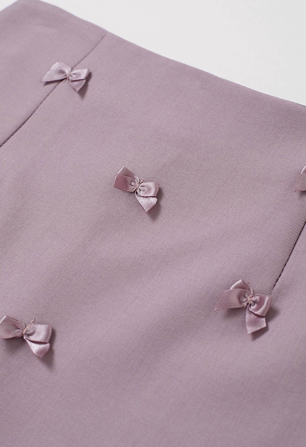 Little Bows Adorned Mini Skirt in Mauve