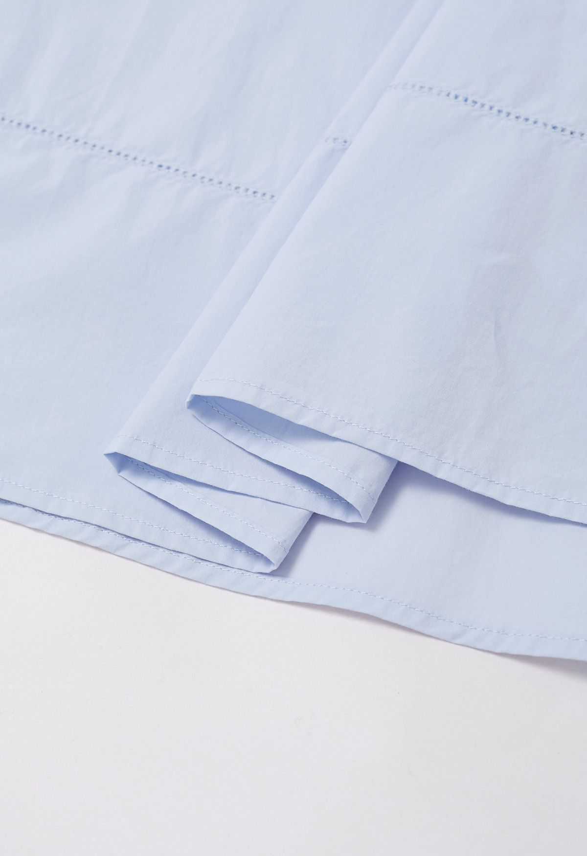 Inseam Pockets Cotton Flare Midi Skirt in Sky Blue