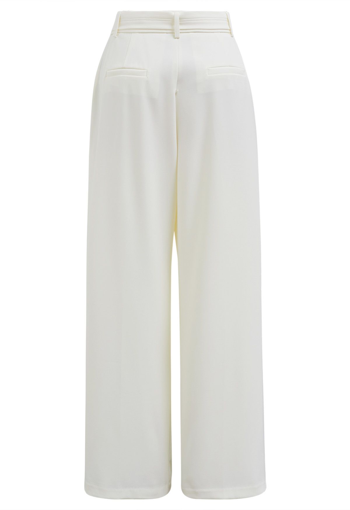 Belted Side Pocket Pleated Pants in Ivory