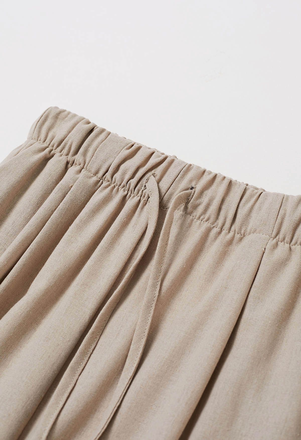 Comfort Linen-Blend Palazzo Pants in Khaki