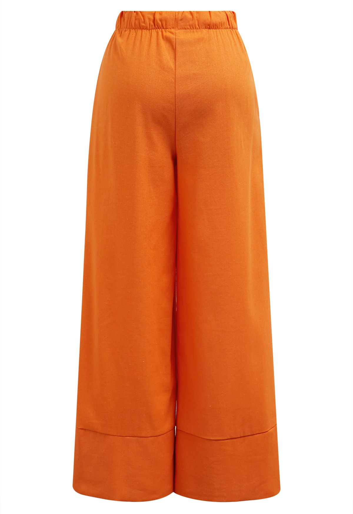 Comfort Linen-Blend Palazzo Pants in Orange