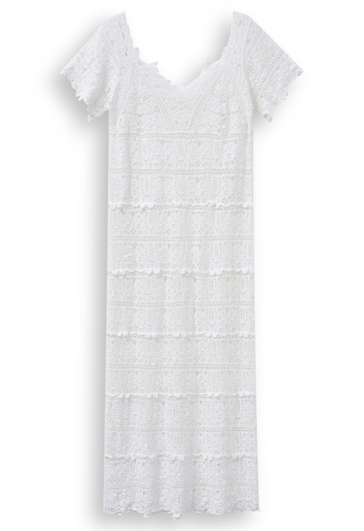 Lace Guipure Short Sleeve Cover-Up Dress