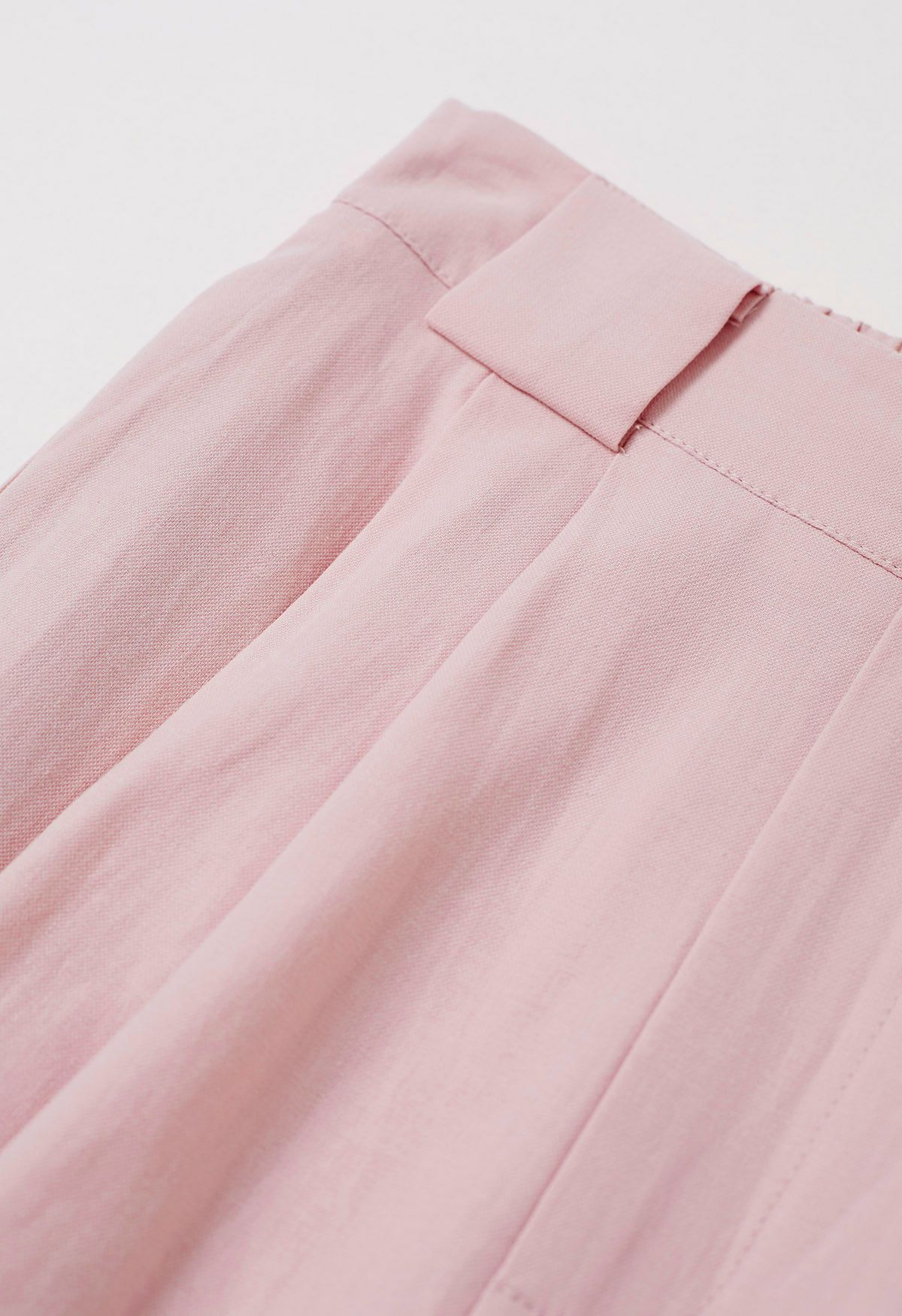 Bow Tie Sash Pleated Wide-Leg Pants in Pink