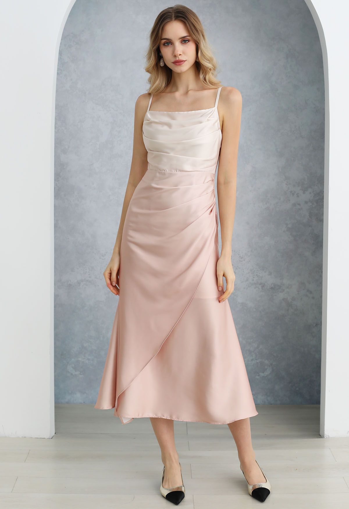 Effortlessly Glam Ombre Satin Cami Dress