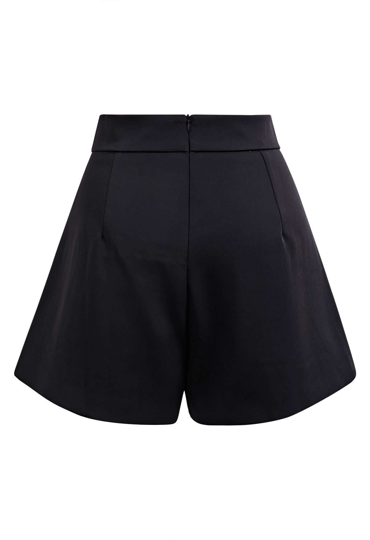 High Waist Buttoned Flap Skorts in Black