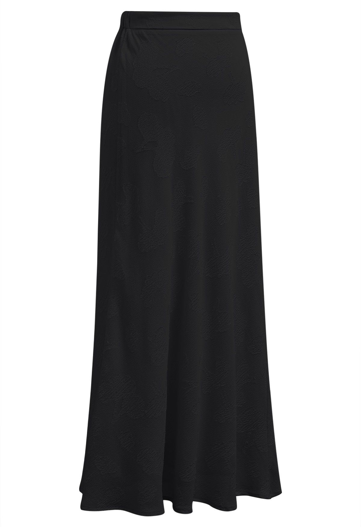 Emboss Floral Texture Maxi Skirt in Black