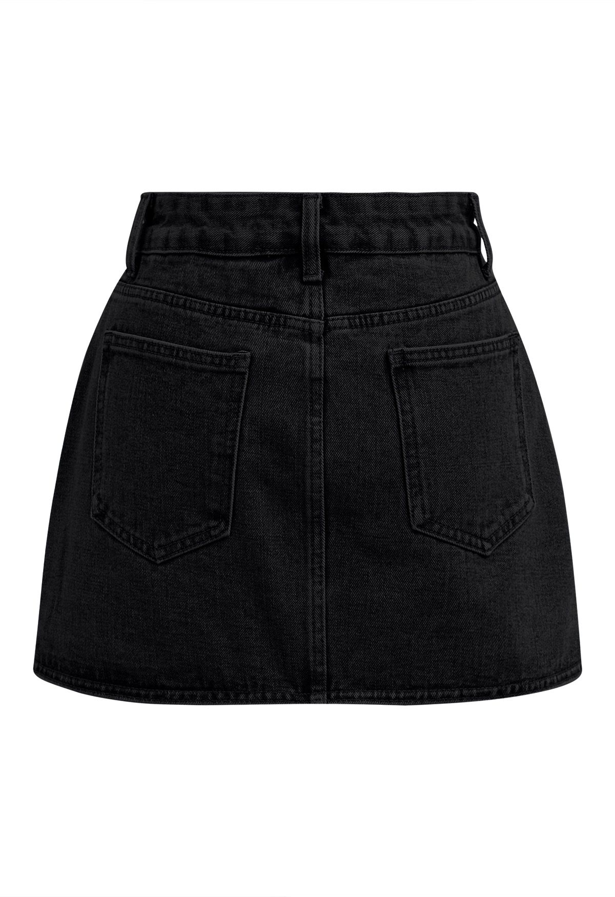 Modern Flap Pocket Denim Skorts in Black