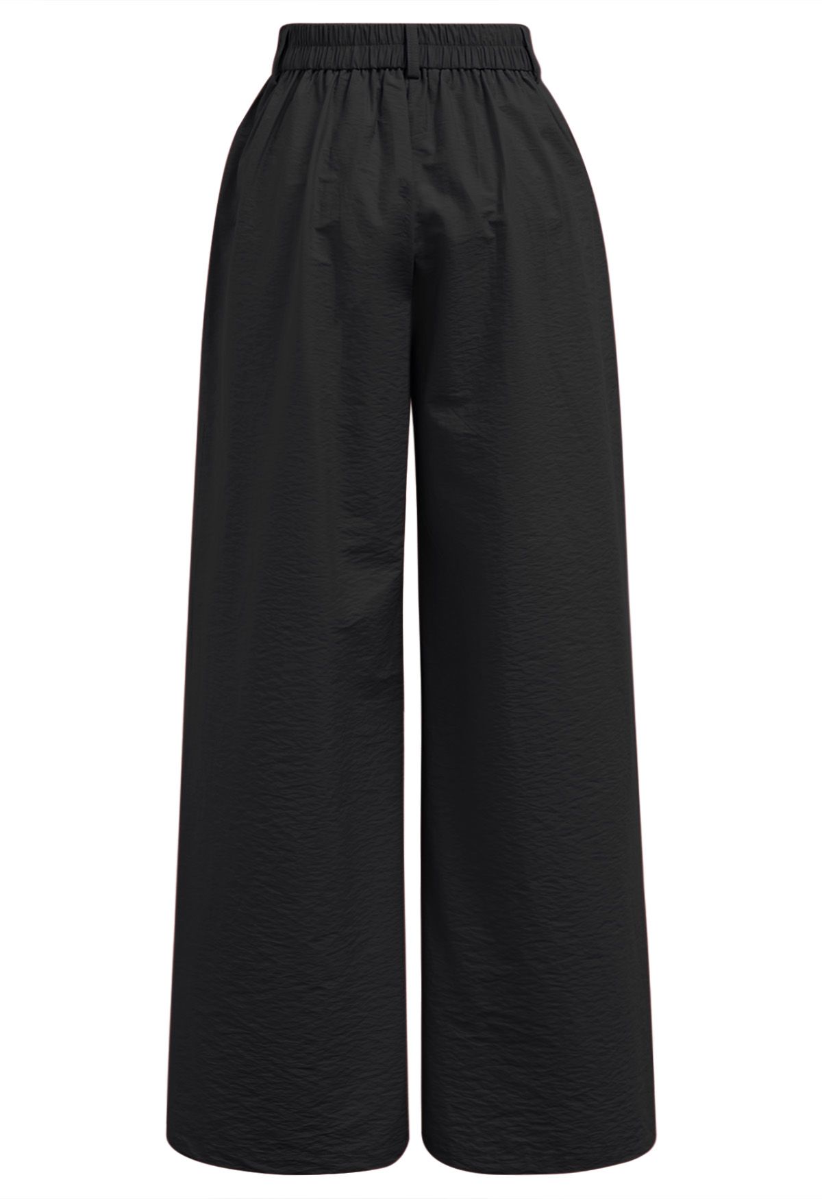 Pintuck Detail Wide-Leg Pants in Black