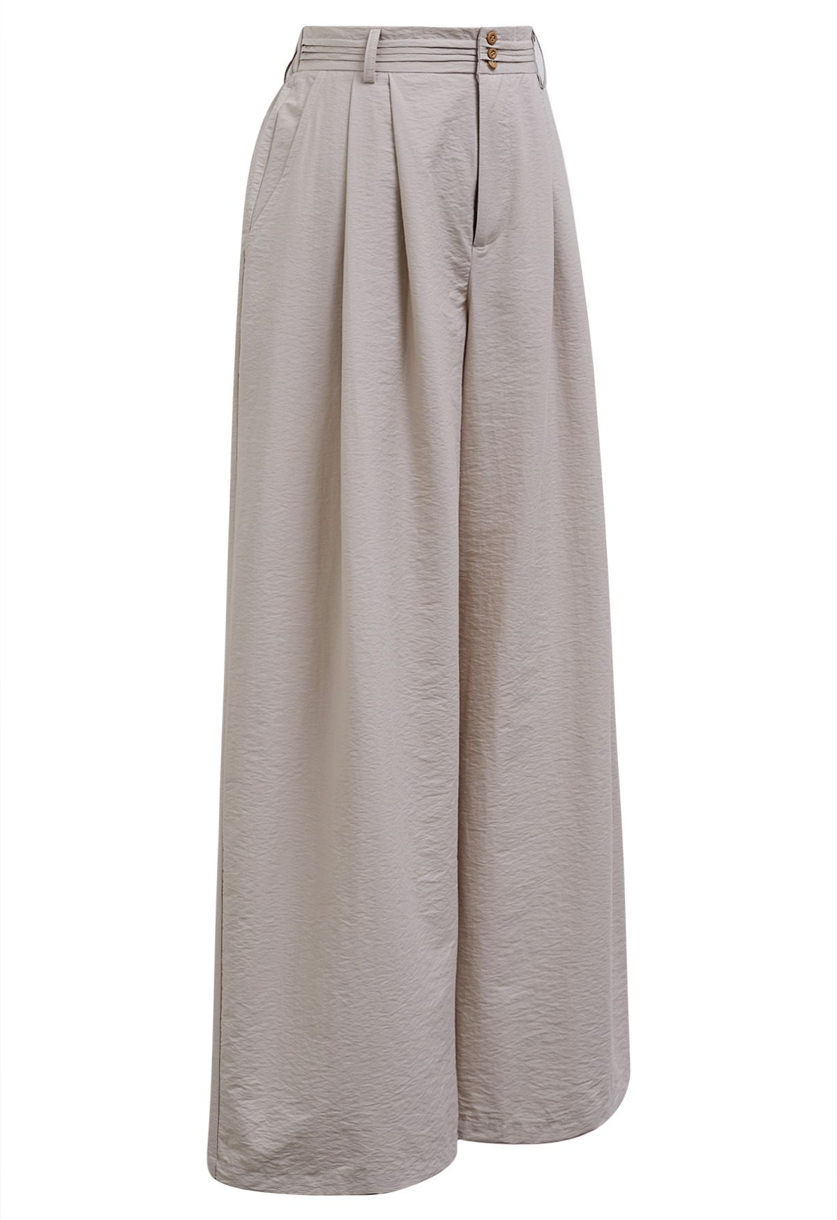 Pintuck Detail Wide-Leg Pants in Dusty Pink