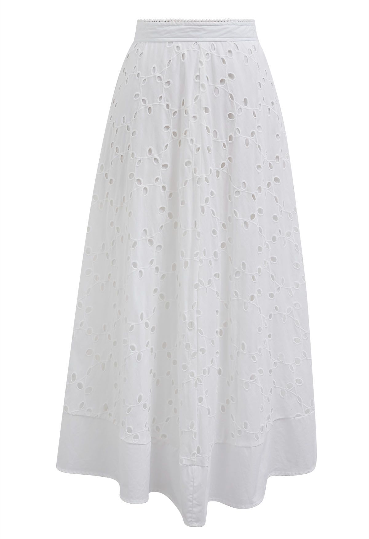 Embroidered Eyelet Halter Top and Flare Skirt Set