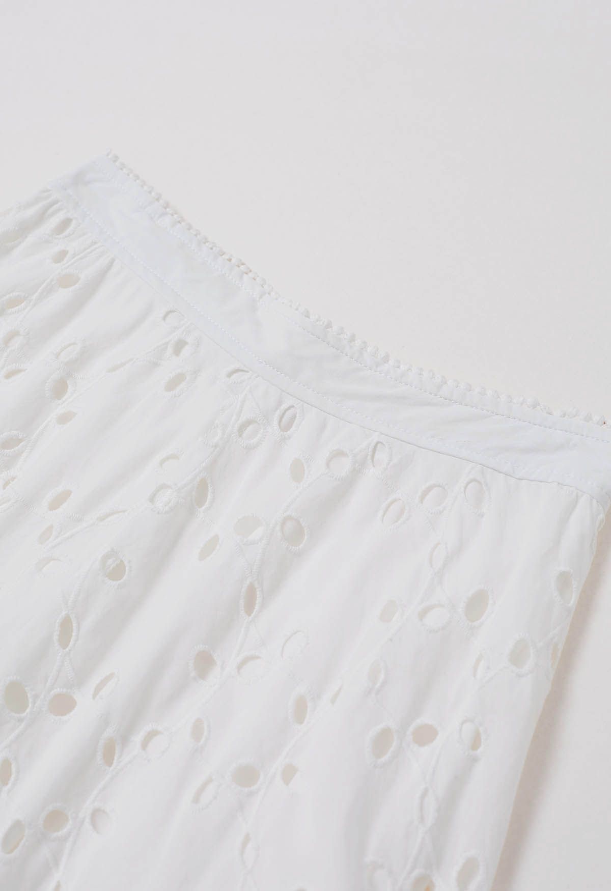 Embroidered Eyelet Halter Top and Flare Skirt Set