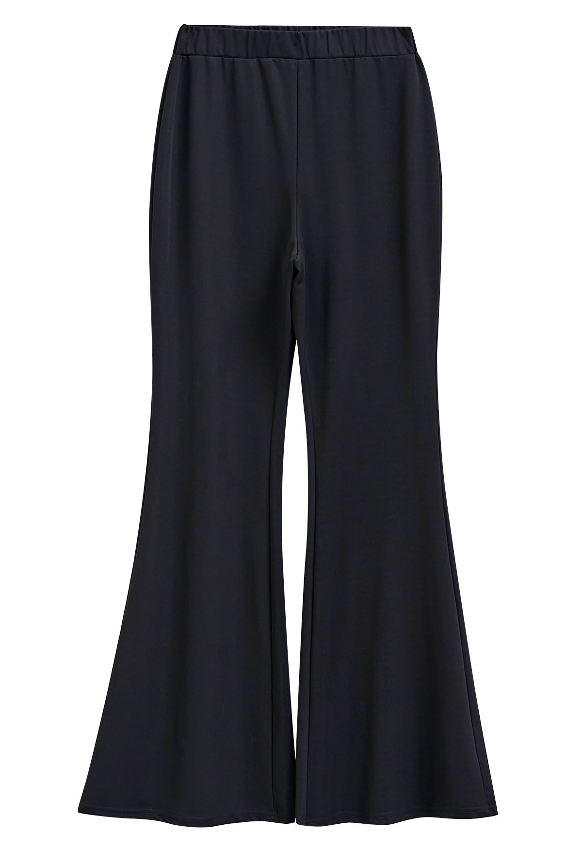 Black Casual Flare Hem Pants