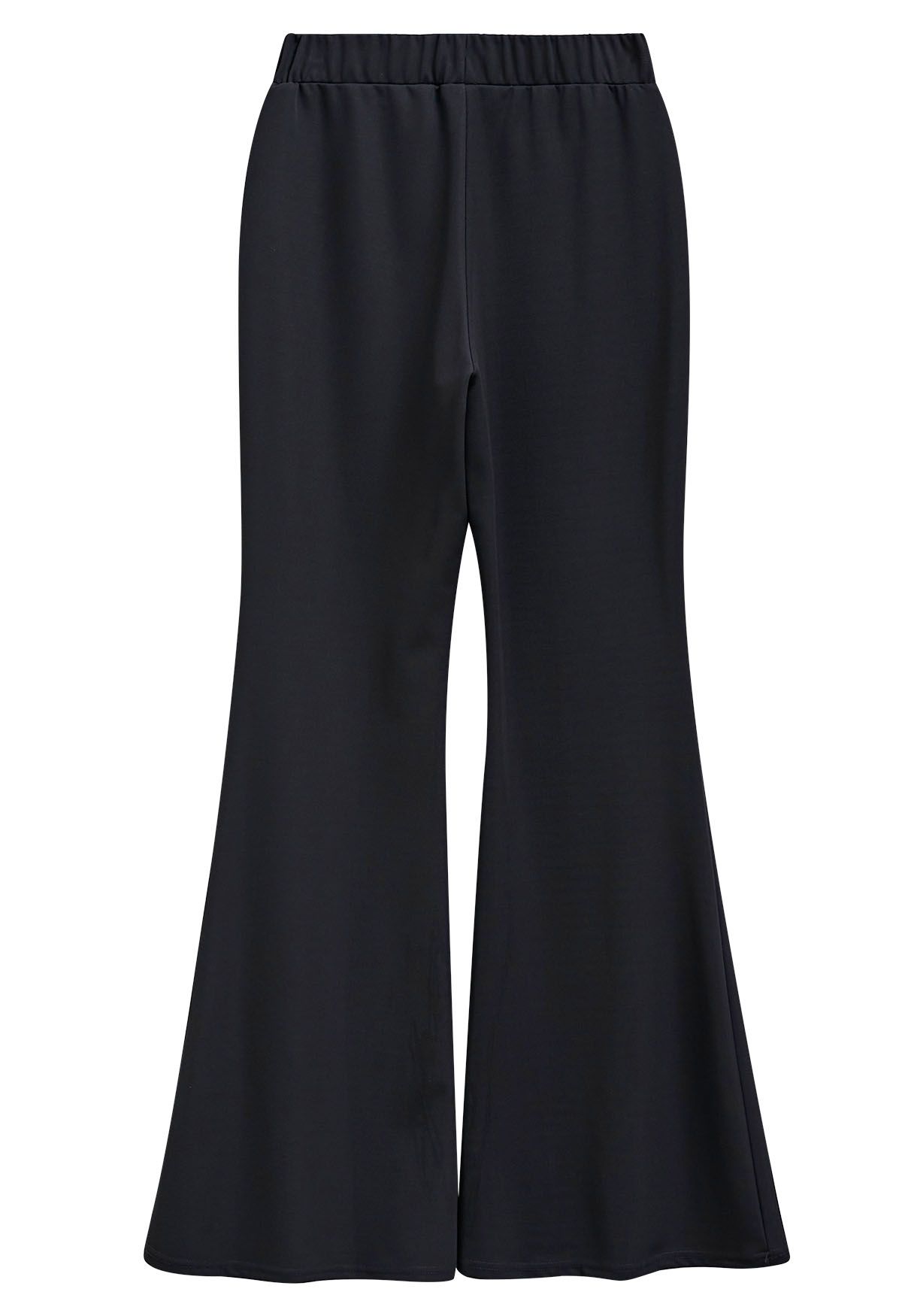 Black Casual Flare Hem Pants