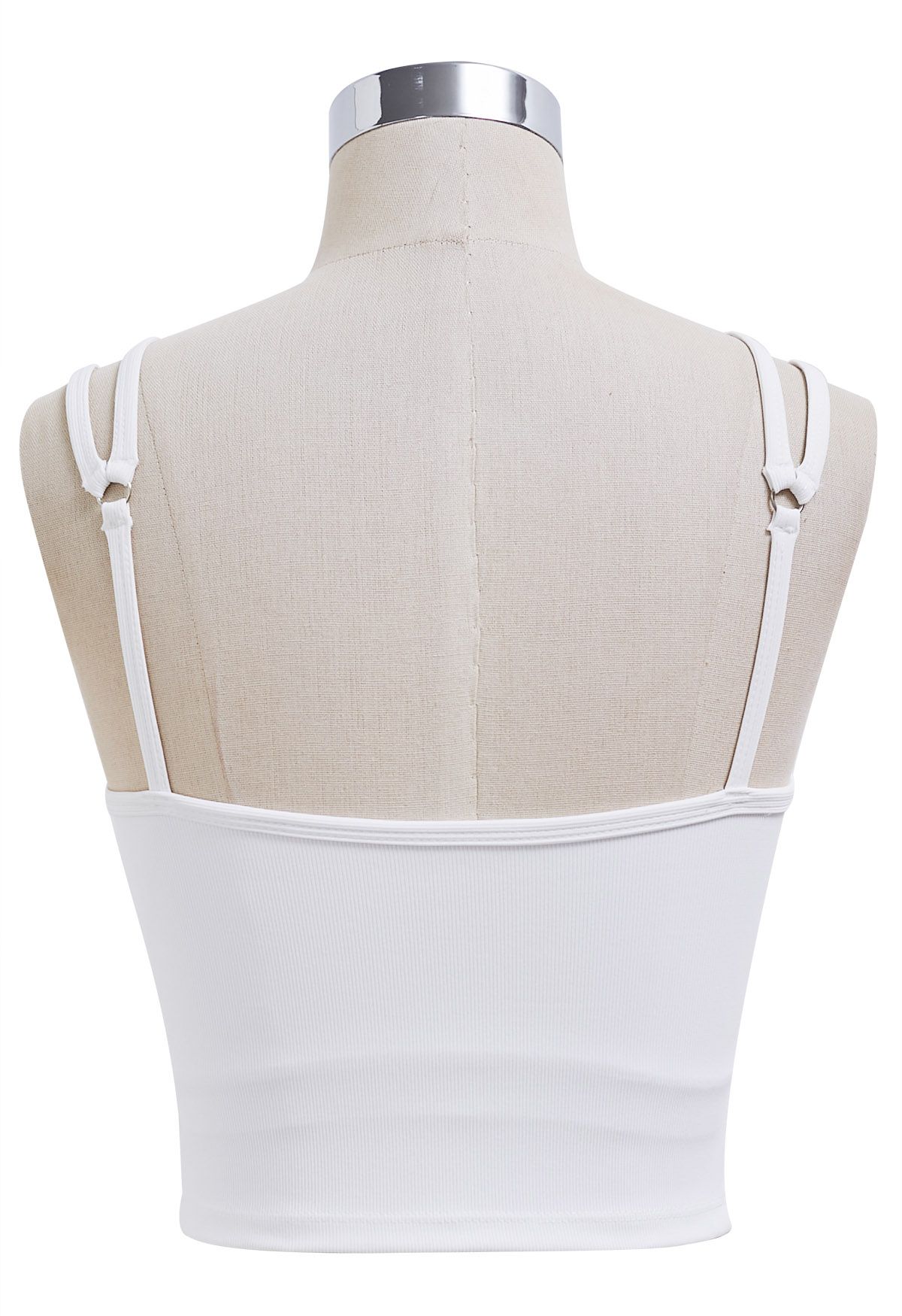 Cutout Detail Double Straps Bra Top in White