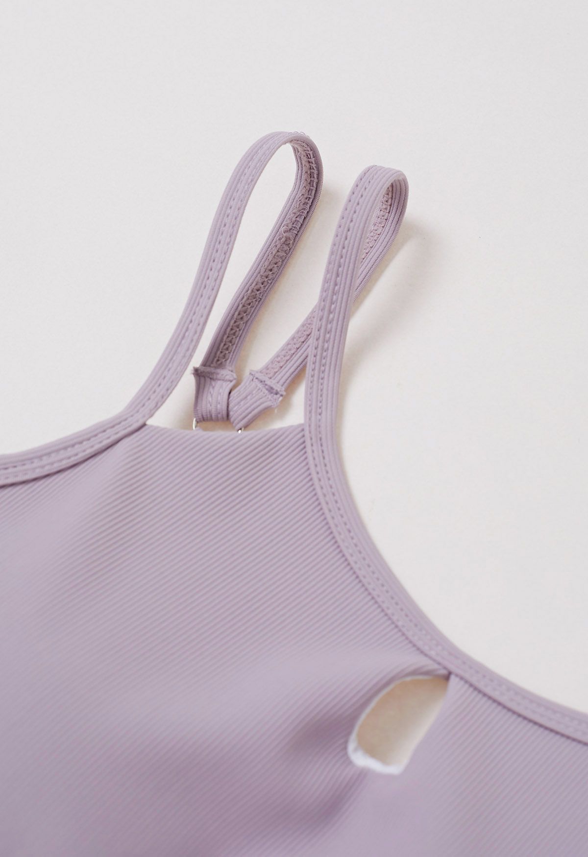 Cutout Detail Double Straps Bra Top in Lavender