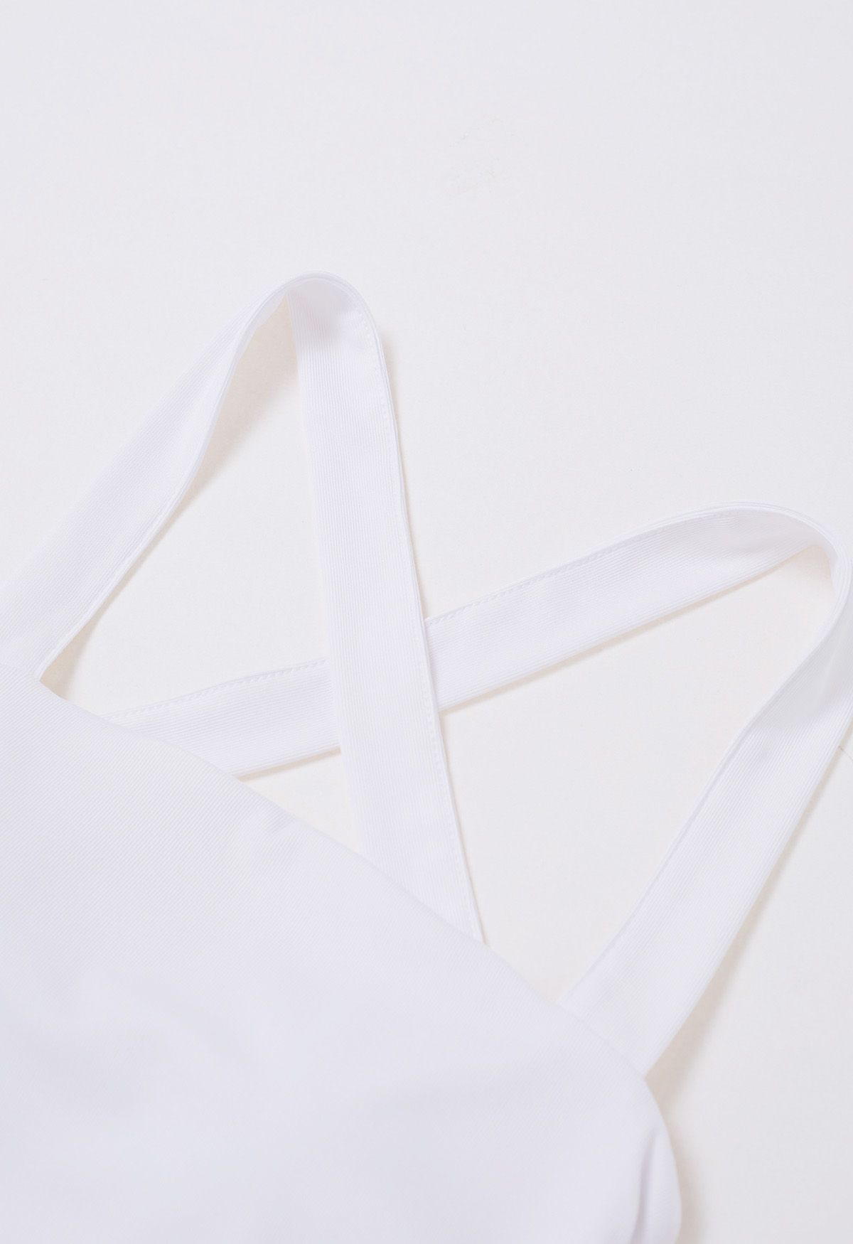 Crisscross Lace-Up Back Padded Crop Top in White