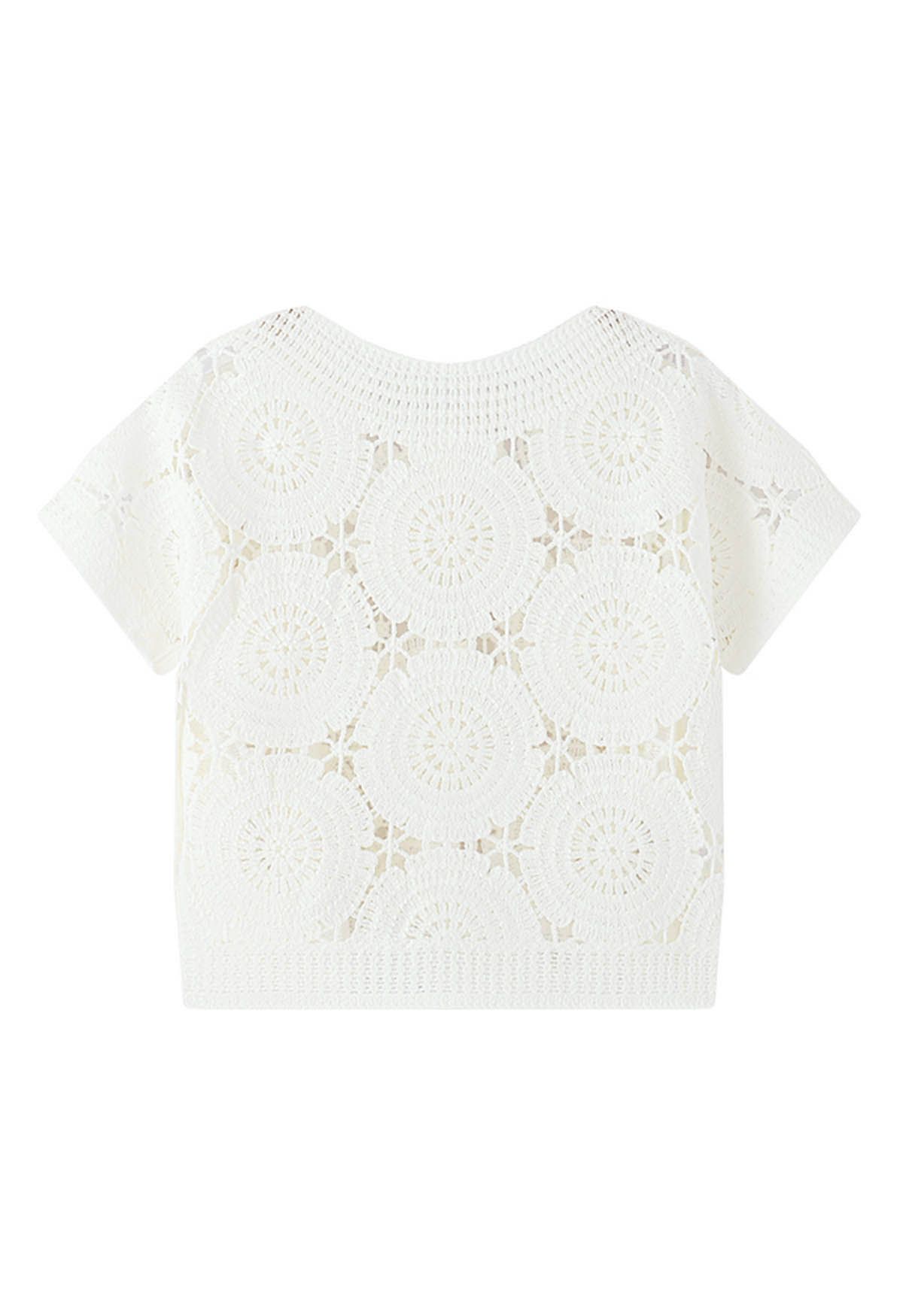 3D Crochet Flower Hollow Out Knit Top