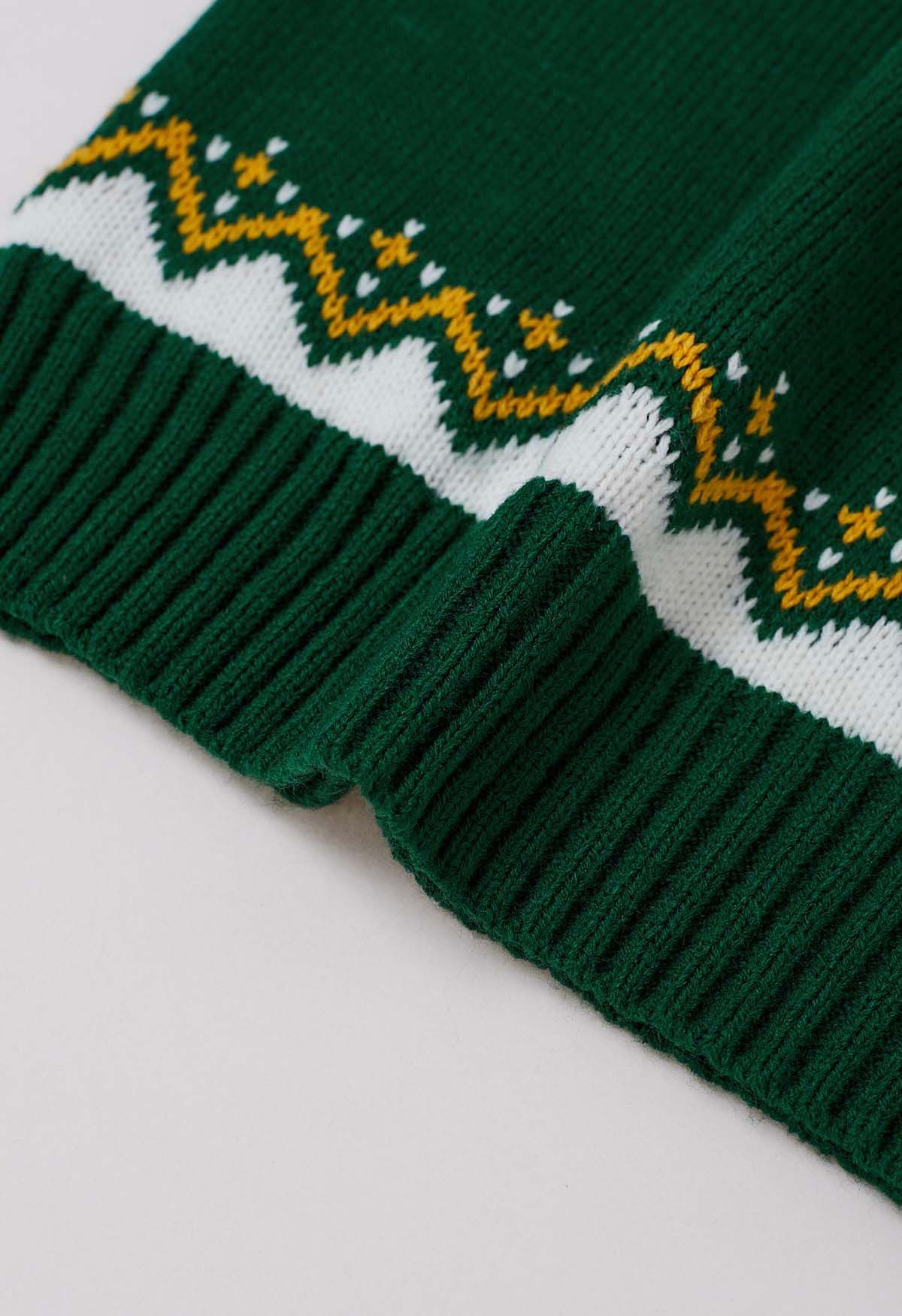 Pumpkin Delight Long Sleeves Knit Sweater in Green