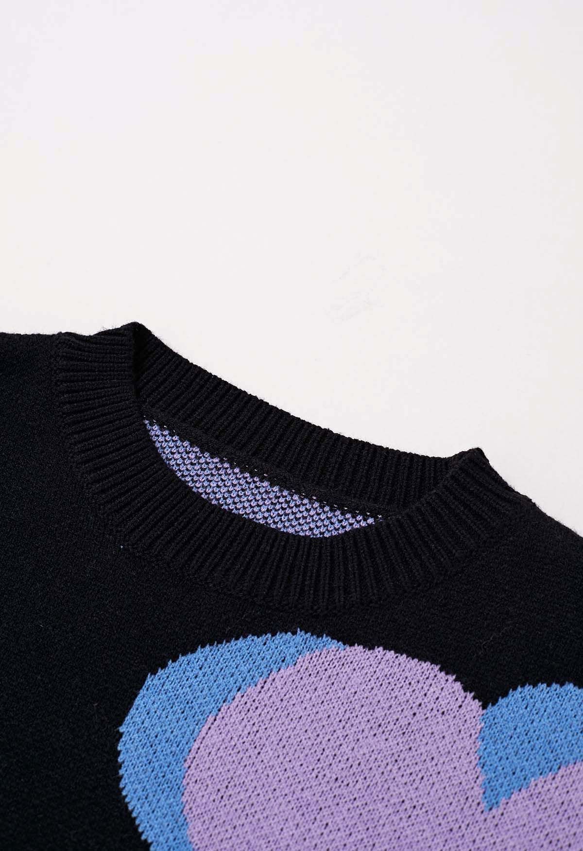 Flowering Day Jacquard Knit Sweater in Black