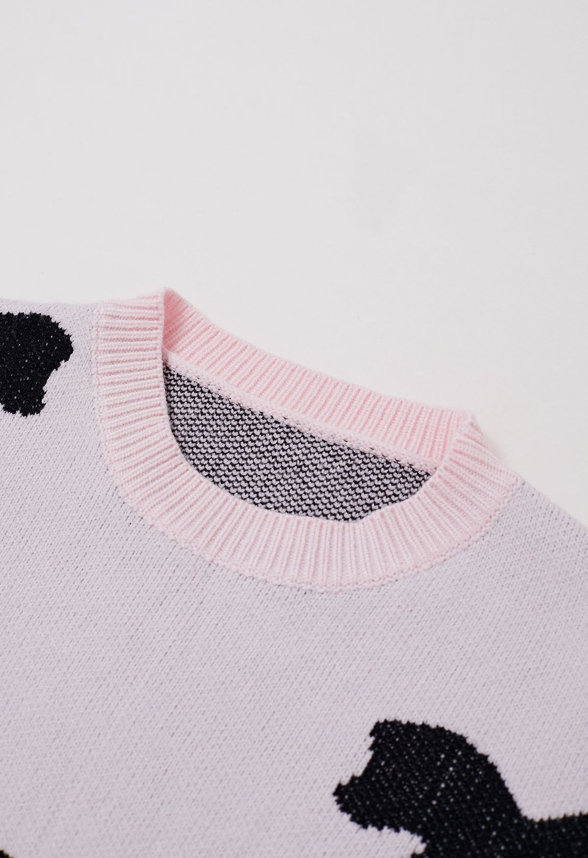 Black Cartoon Bowknot Jacquard Knit Sweater