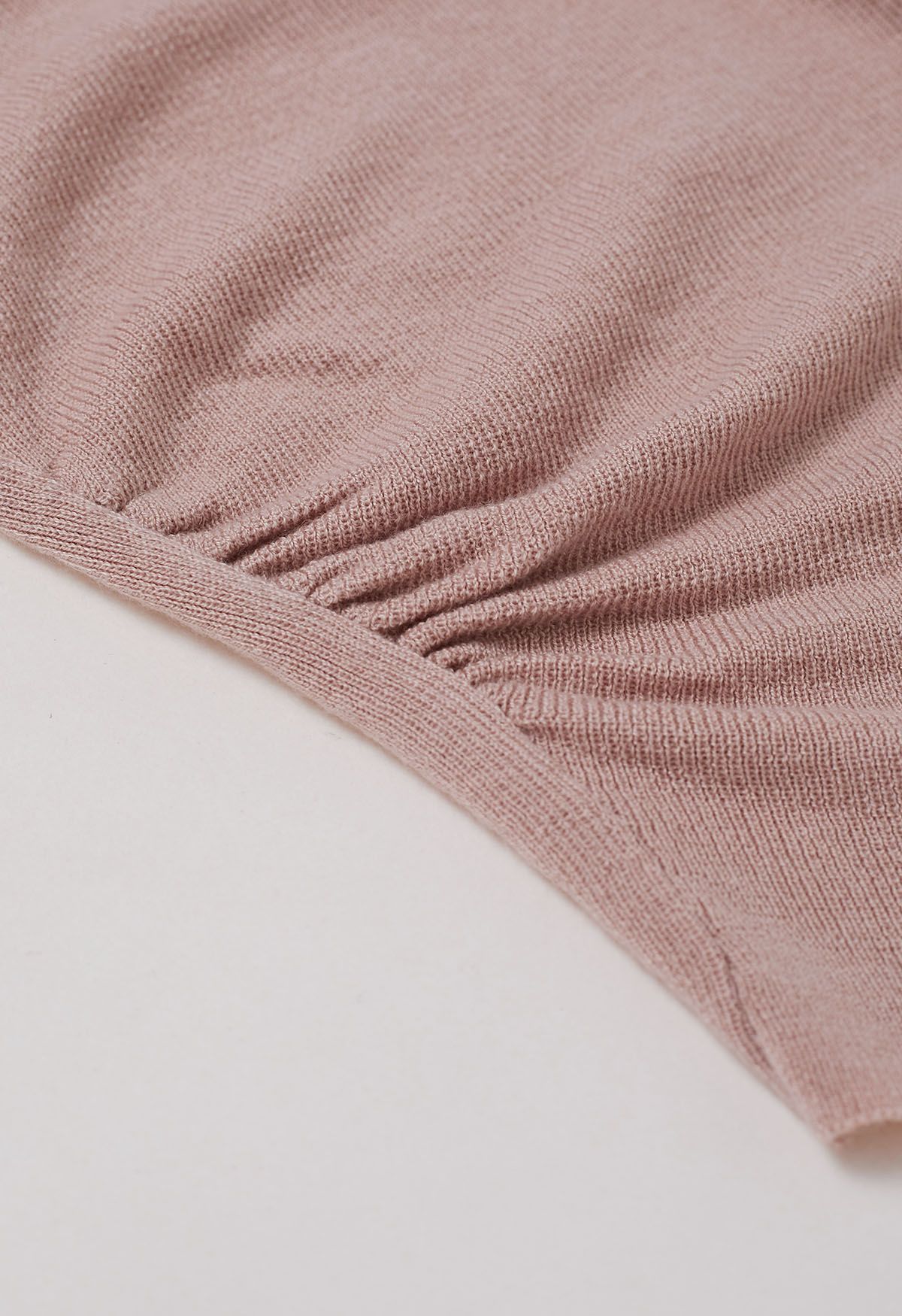 Gentle Crossover Long-Sleeve Knit Top in Pink