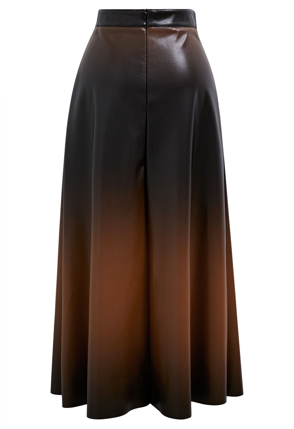 Ombre Faux Leather Maxi Skirt in Brown