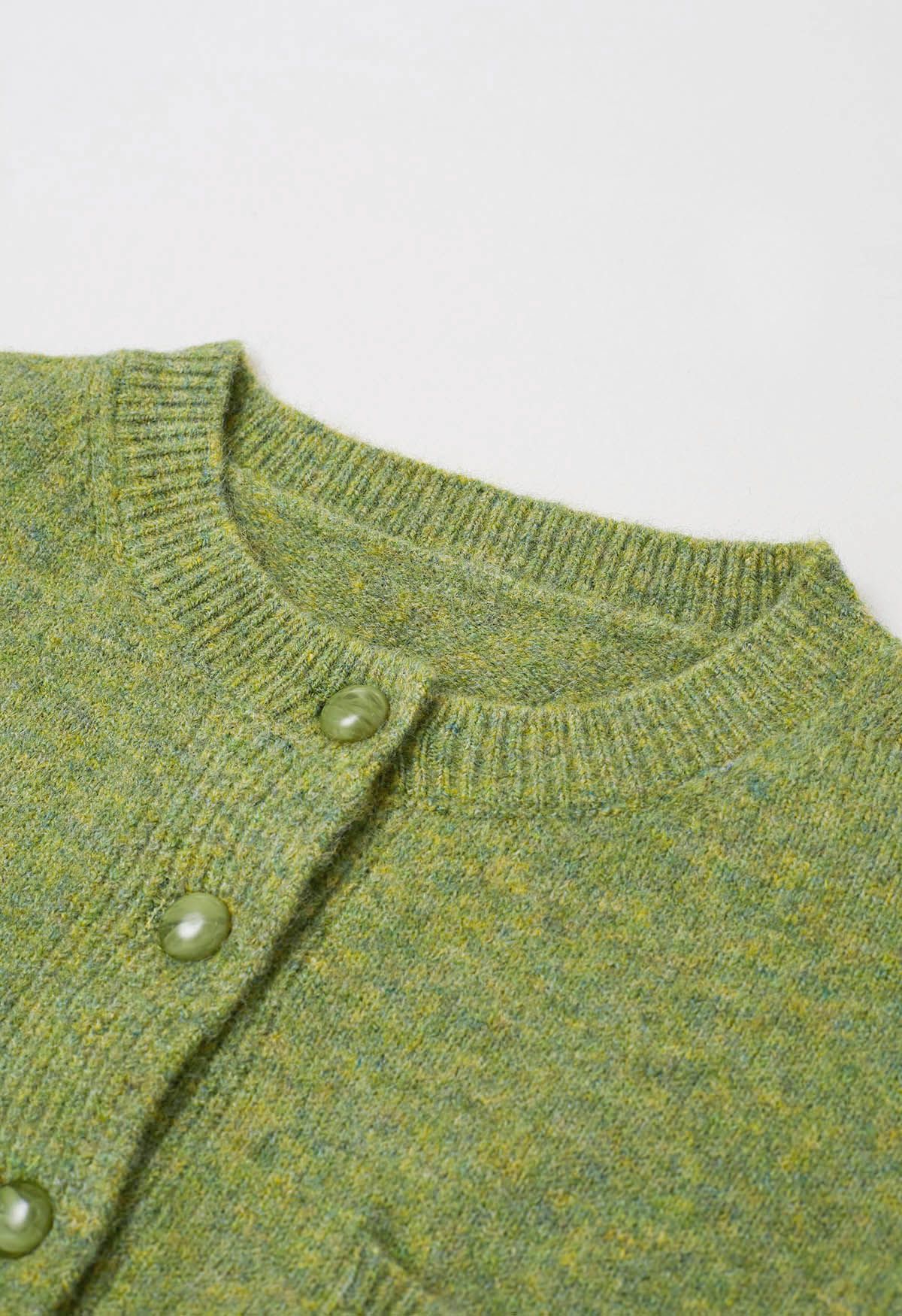 Toasty Patch Pockets Buttoned Knit Cardigan in Moss Green