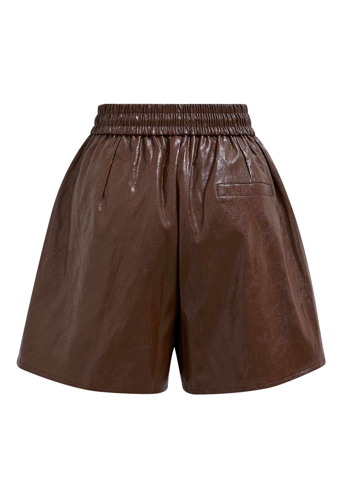 Urban Chic Faux Leather Drawstring Shorts in Brown