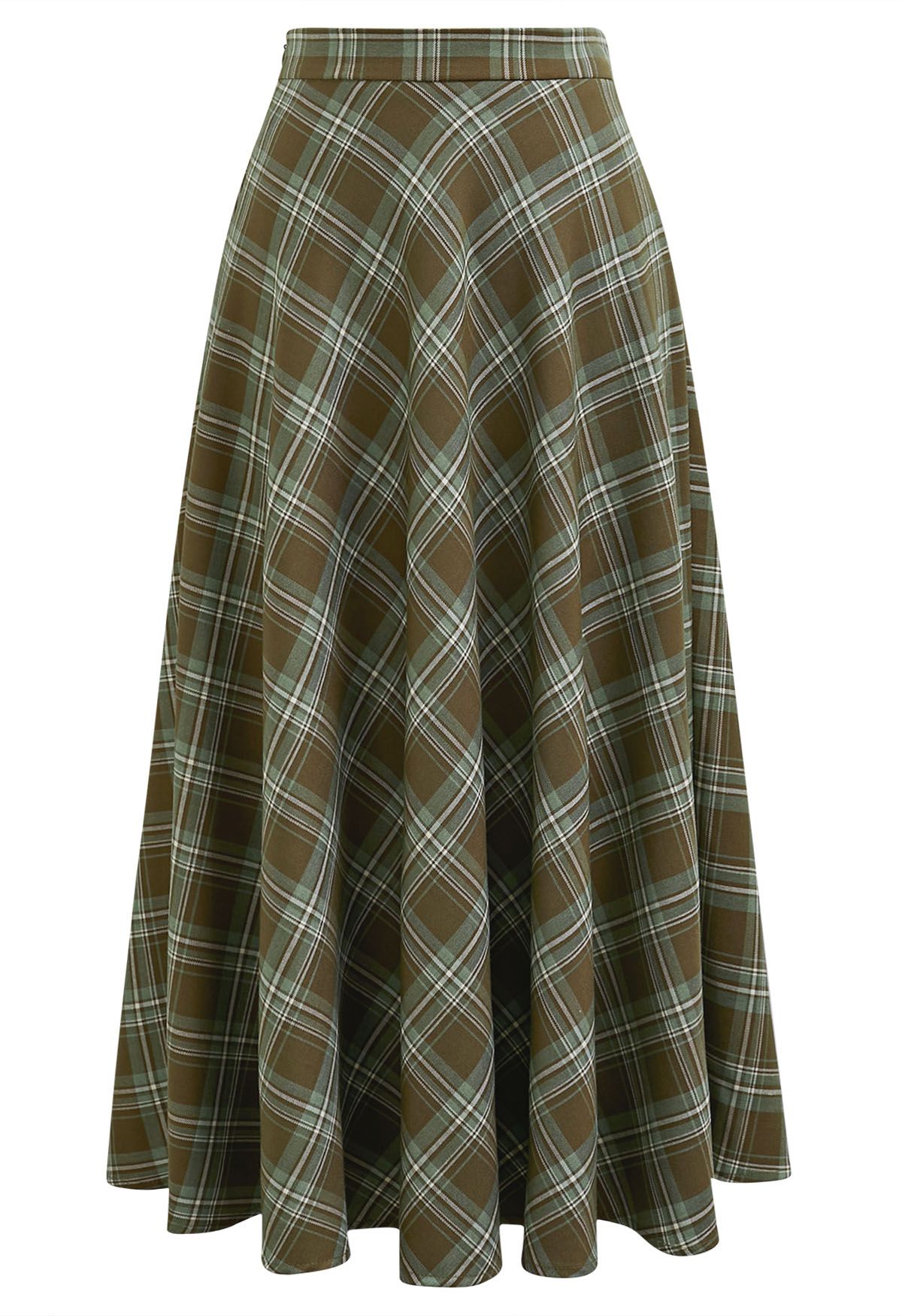 Green plaid full skirt best sale