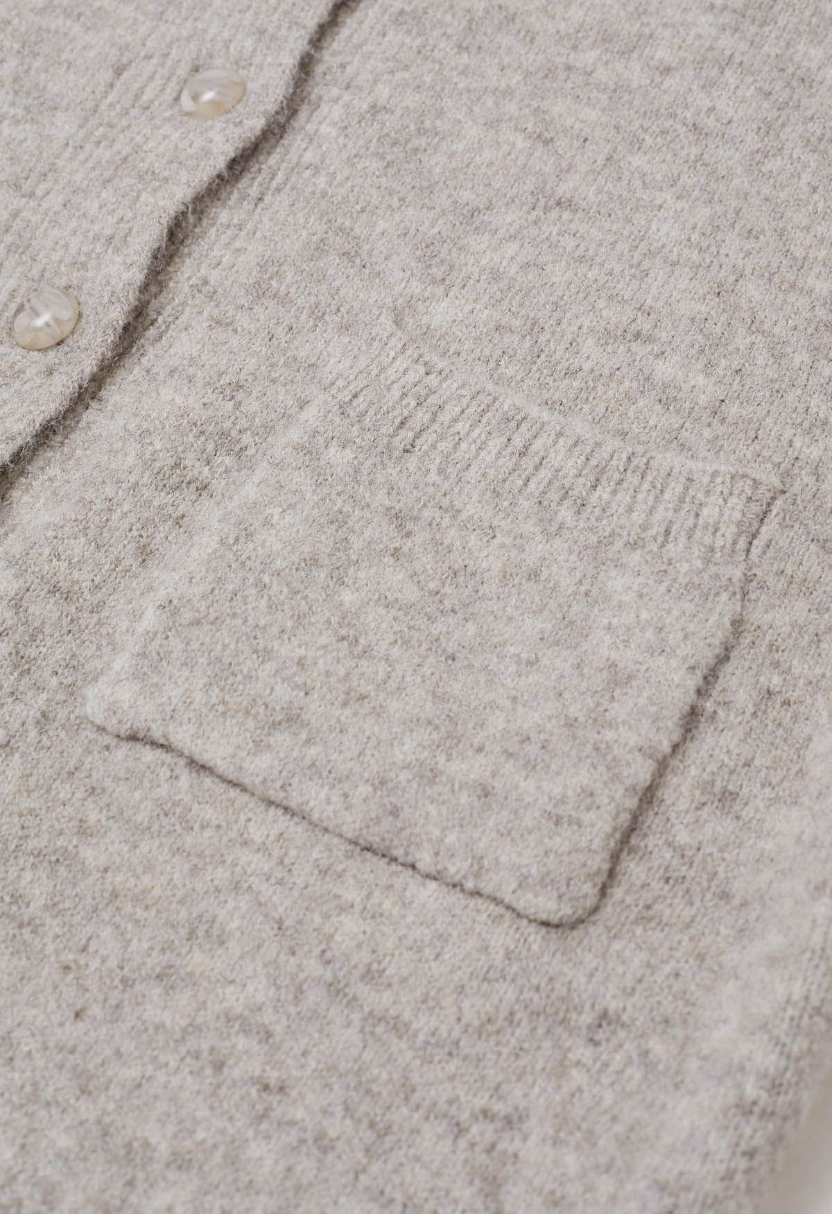 Toasty Patch Pockets Buttoned Knit Cardigan in Oatmeal