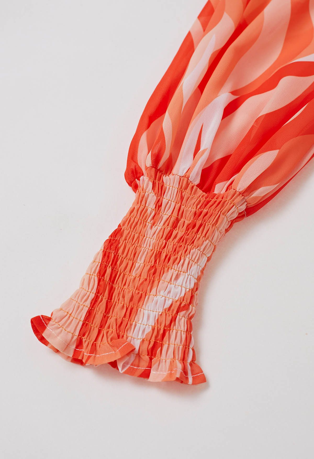 Orange Wave Crisscross Waist Chiffon Maxi Dress