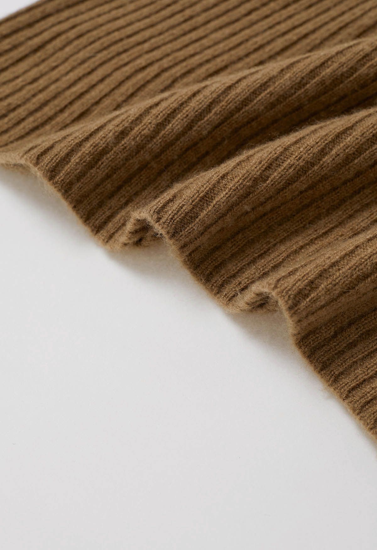 Elemental Mock Neck Long-Sleeve Wool Sweater in Brown