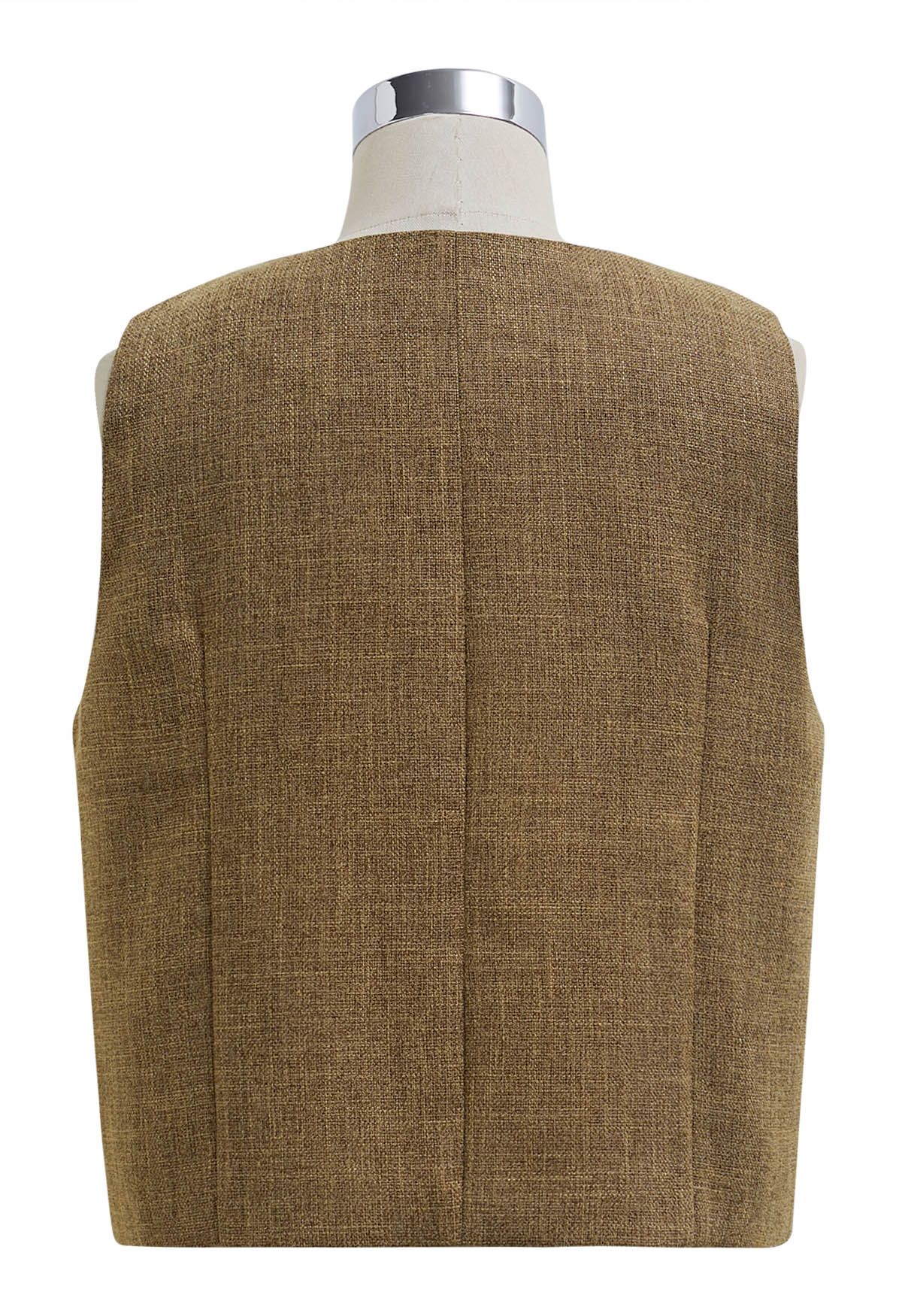 Preppy Style Double-Breasted Vest in Camel