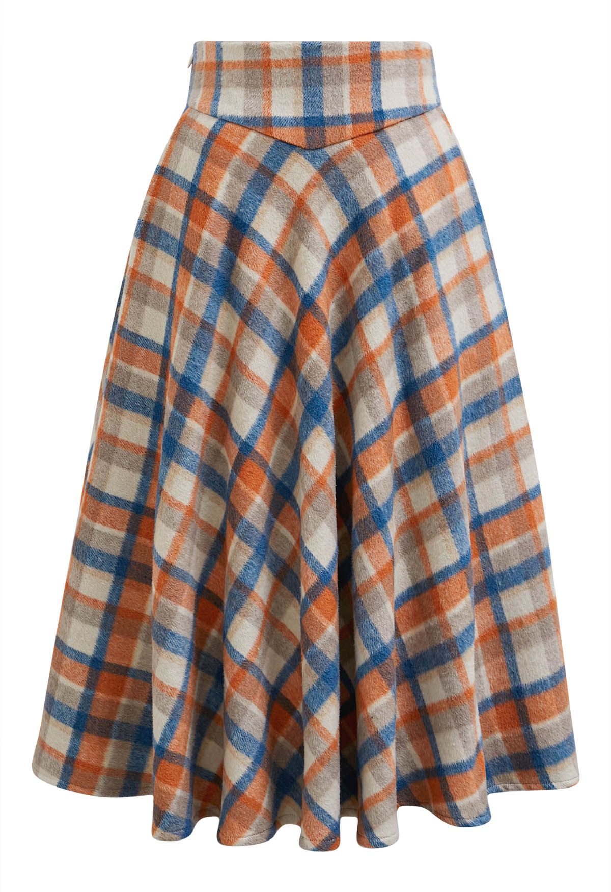 Plaid Melody Side Pocket Midi Skirt