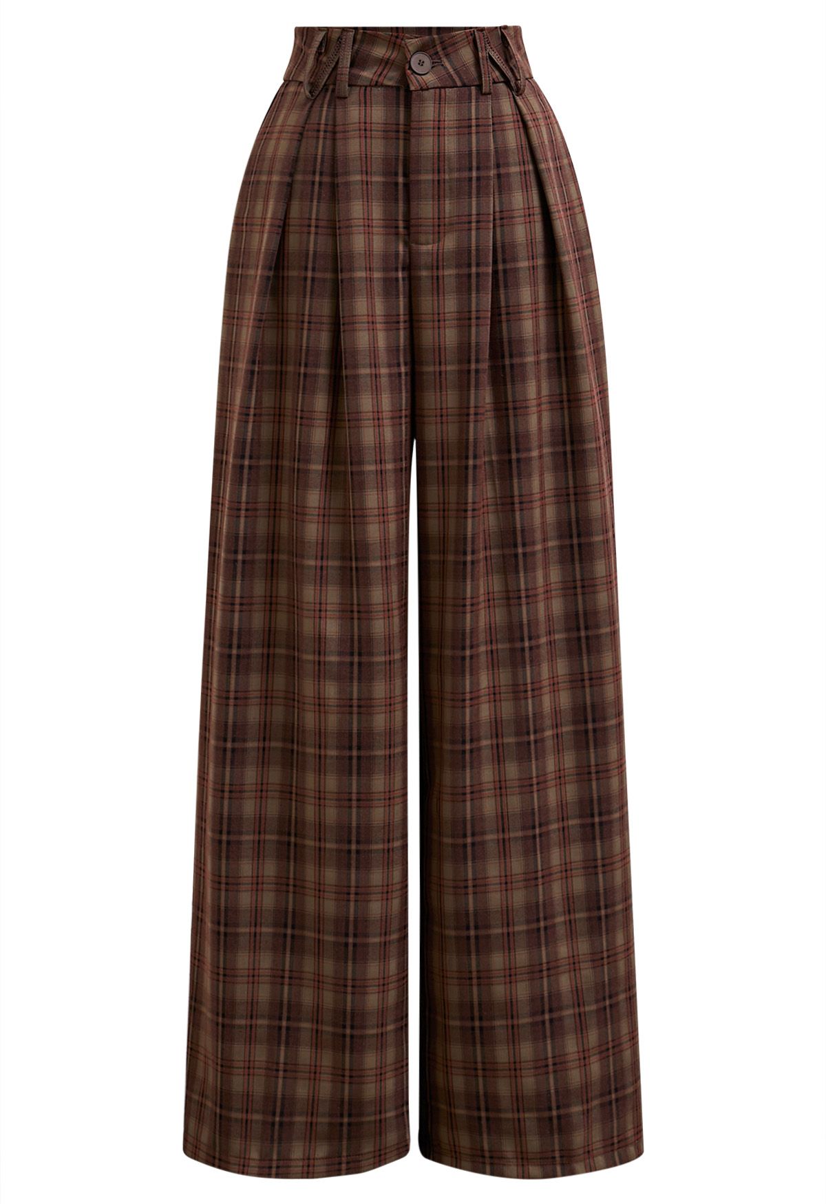 Throwback Plaid Wide-Leg Pants in Berry