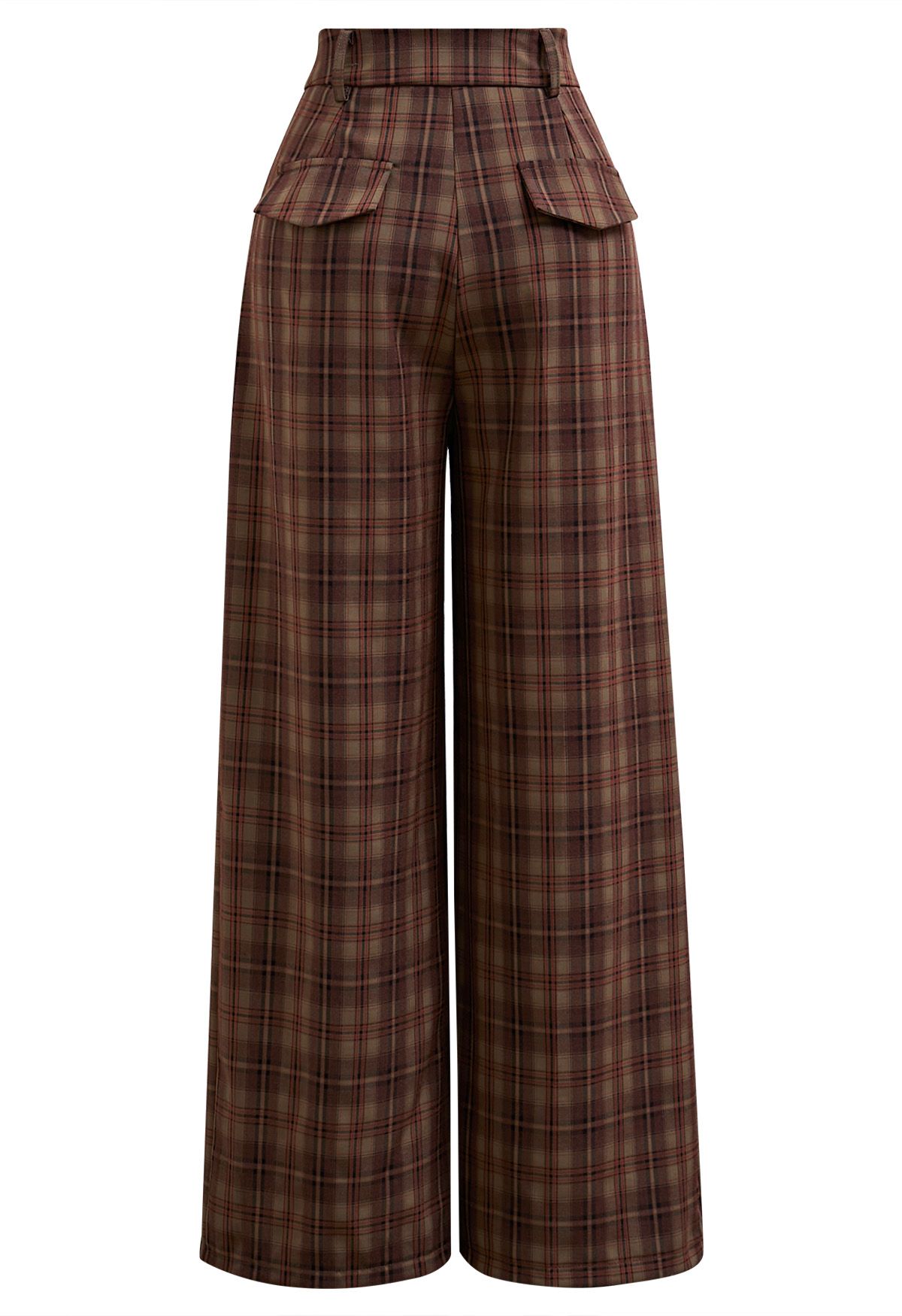 Throwback Plaid Wide-Leg Pants in Berry